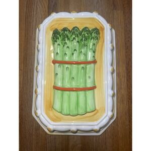 Vintage 80s Sigma The Tastesetter Hand Painted Ceramic Mold Asparagus Wall Decor